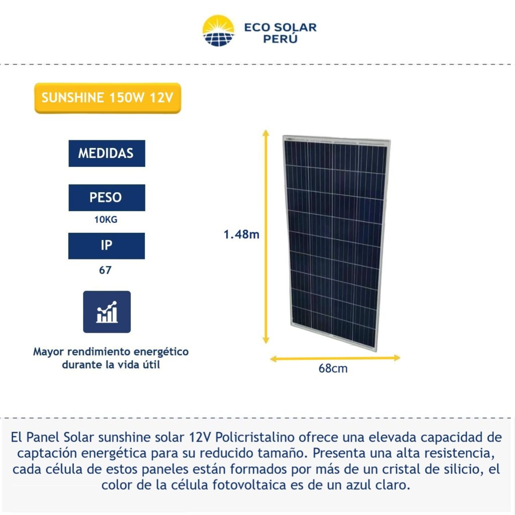 Placa solar fotovoltaica 150W-12V