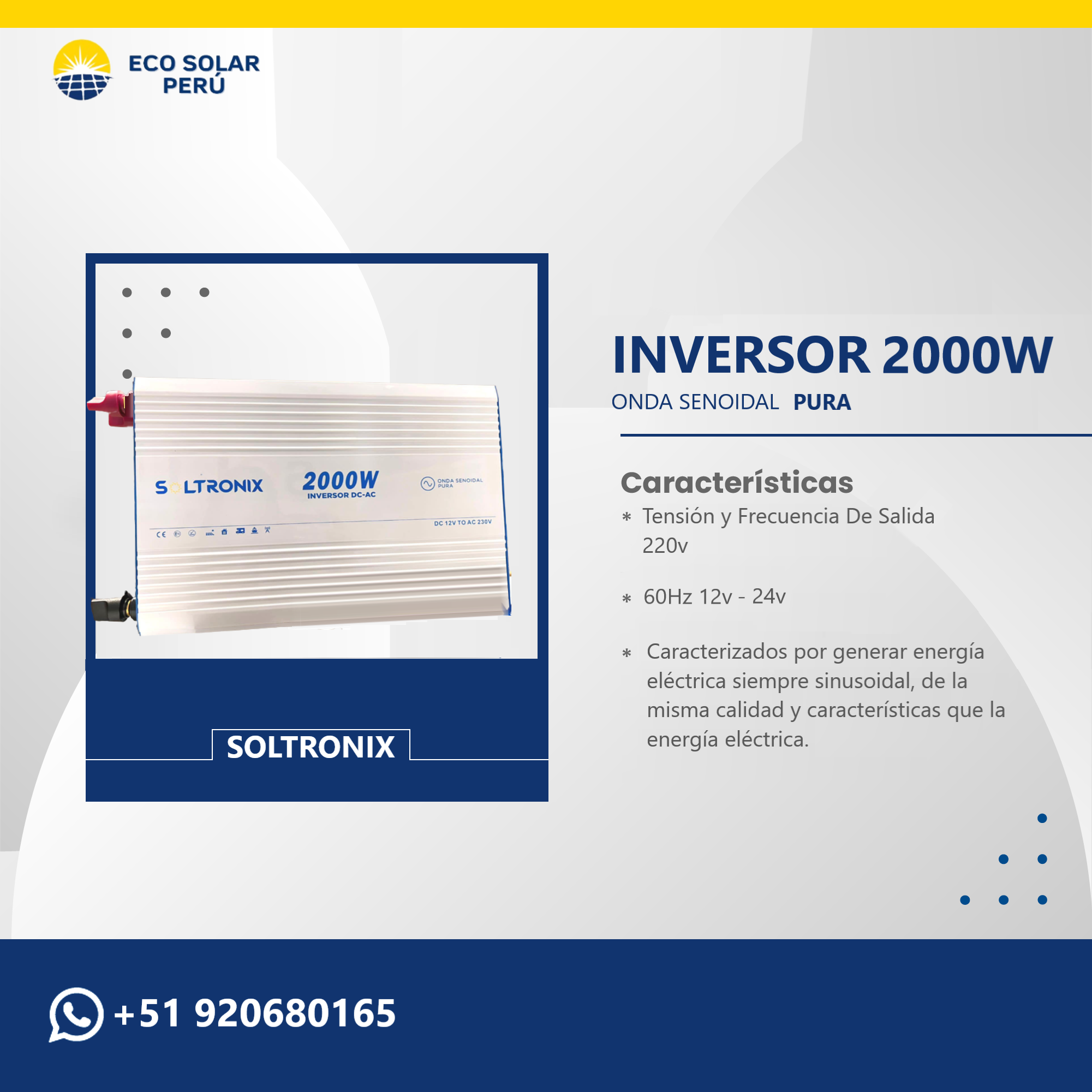 INVERSOR ONDA PURA 2000W 12v/24v SOLTRONIX